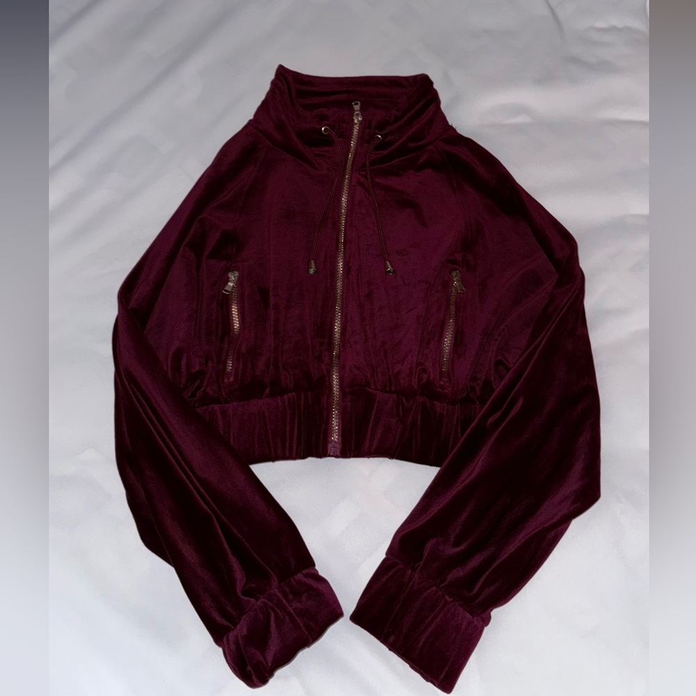 Fashion Nova Purple Bomber Jacket Velvet Cropped